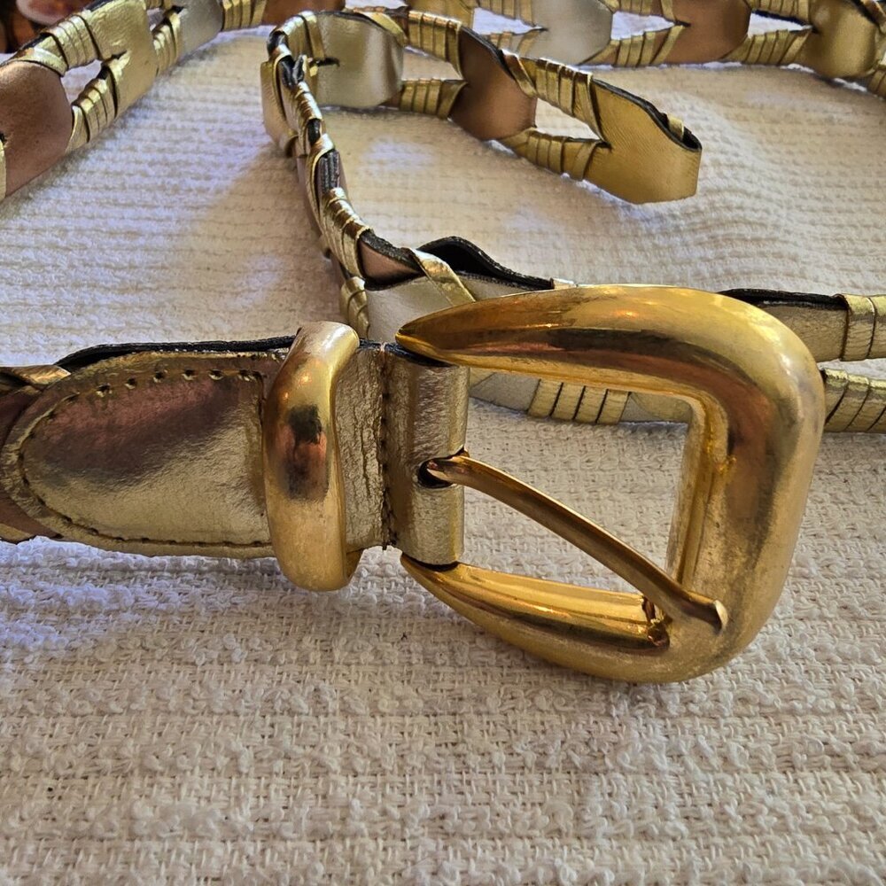 Vintage Mixed Metallics Leather Link Belt​​ - Picture 2 of 6